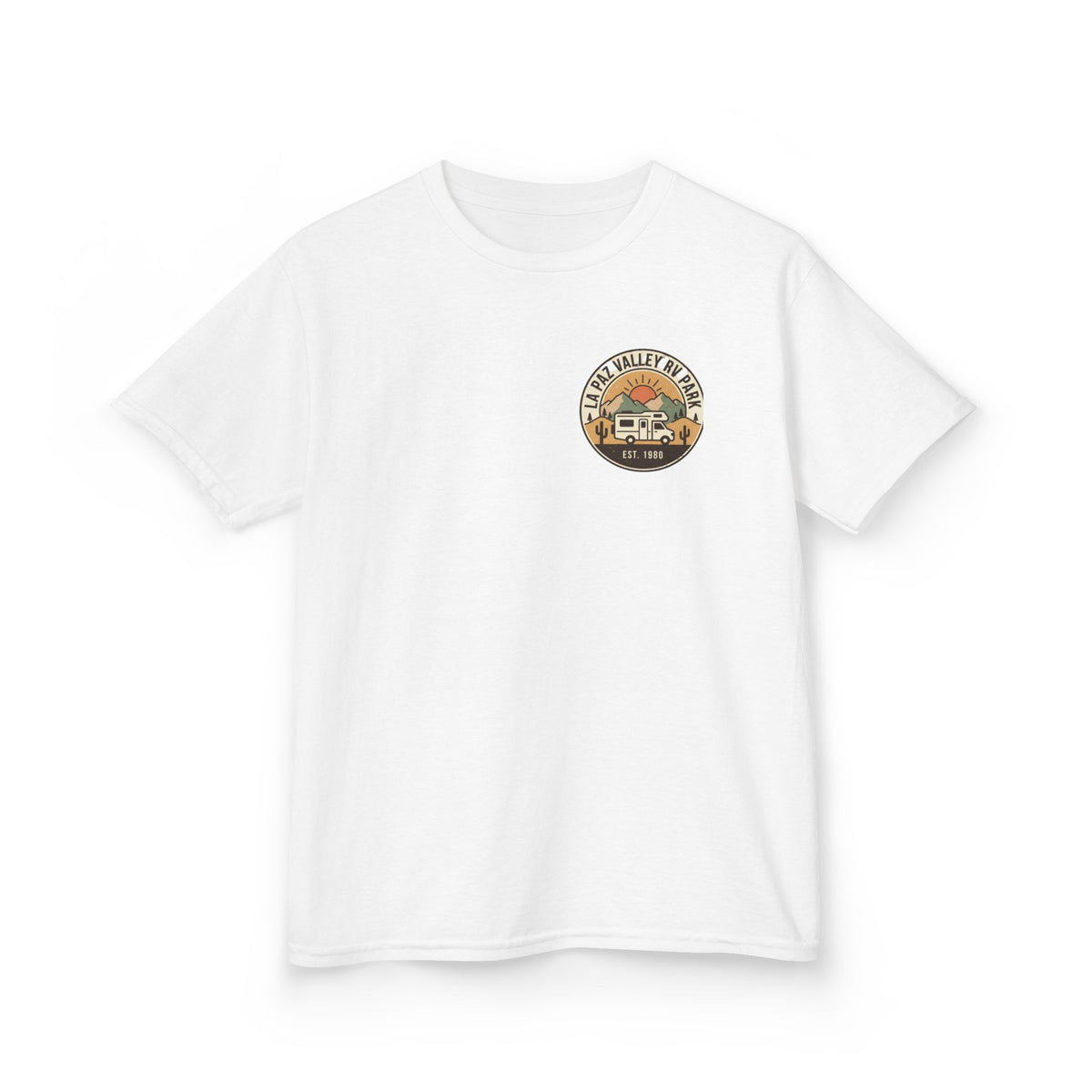 Kids Sunset Camper Tee — Vintage Adventure Travel Shirt