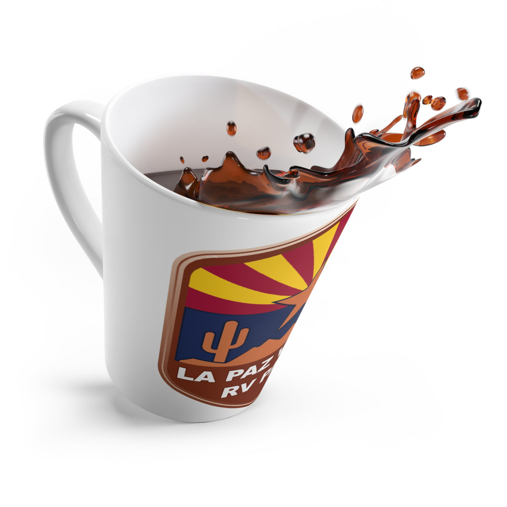 La Paz Valley RV Park Latte Mug — Arizona Desert Travel Coffee Cup
