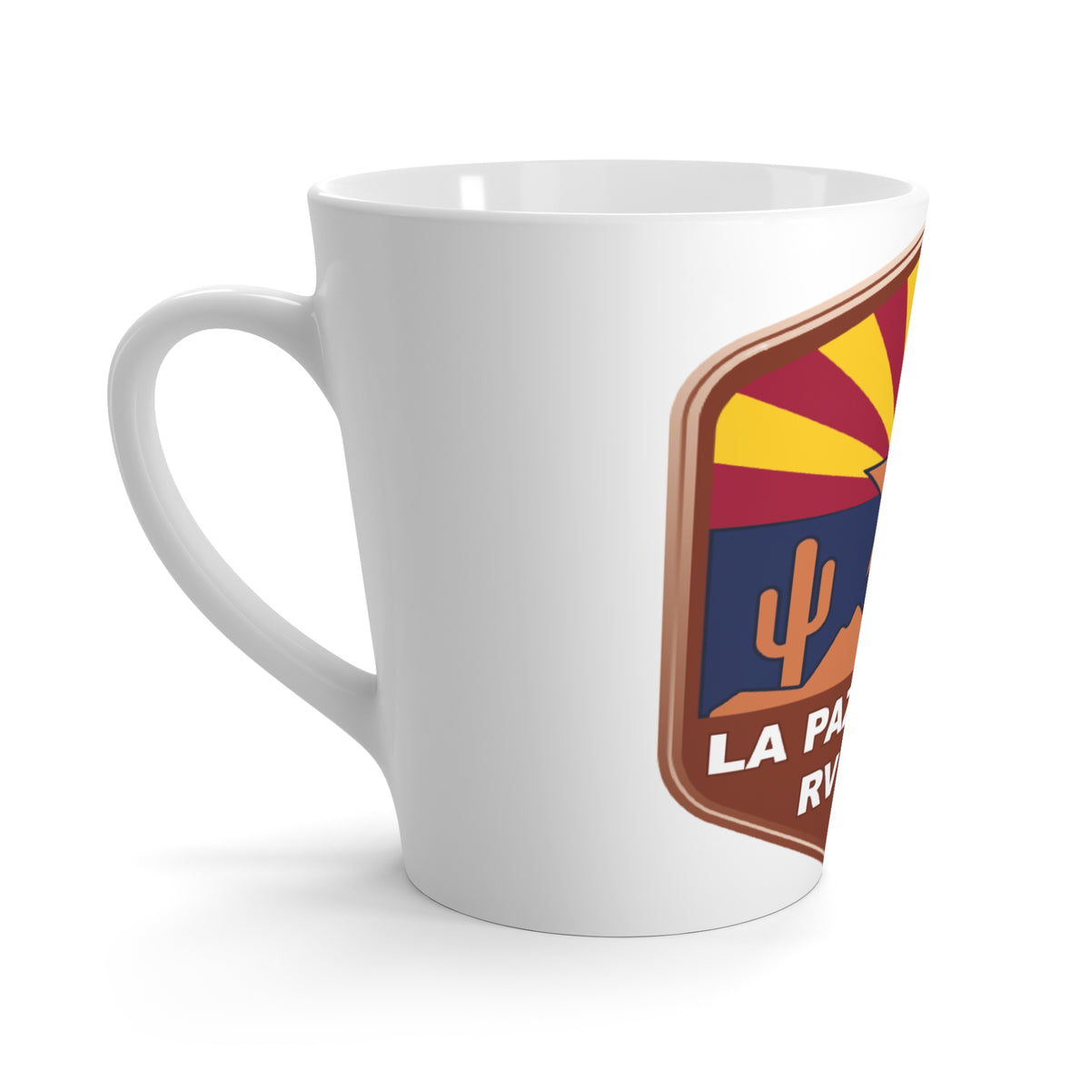 La Paz Valley RV Park Latte Mug — Arizona Desert Travel Coffee Cup